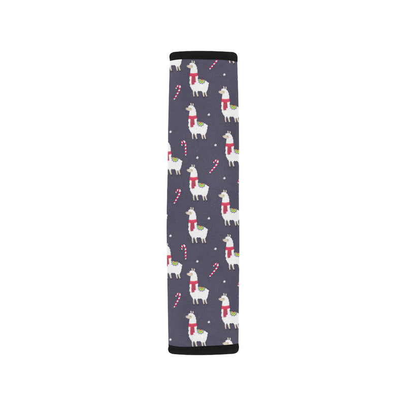 Llama with Candy Cane Themed Print Car Seat Belt Cover