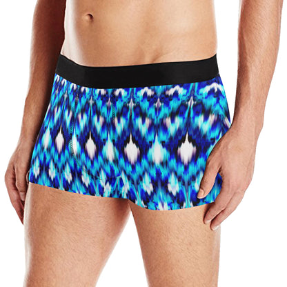 Ikat Blue Pattern Print Design 01 Men's Boxer Briefs