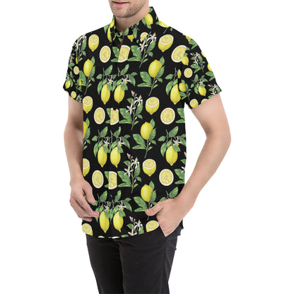 Lemon Pattern Print Design LM02 Men's Short Sleeve Button Up Shirt