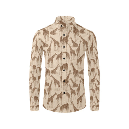 Giraffe Pattern Design Print Men's Long Sleeve Shirt
