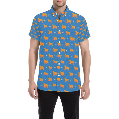 Cocker Pattern Print Design 04 Men's Short Sleeve Button Up Shirt