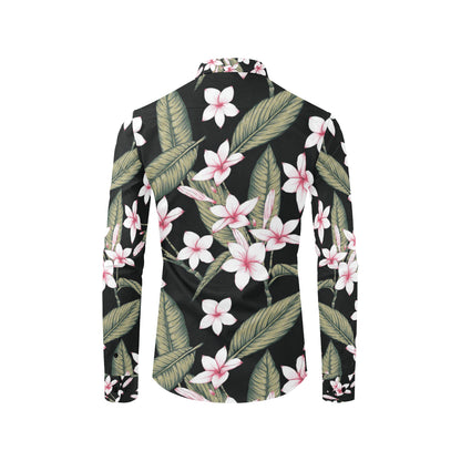 Plumeria Pattern Print Design PM021 Men's Long Sleeve Shirt