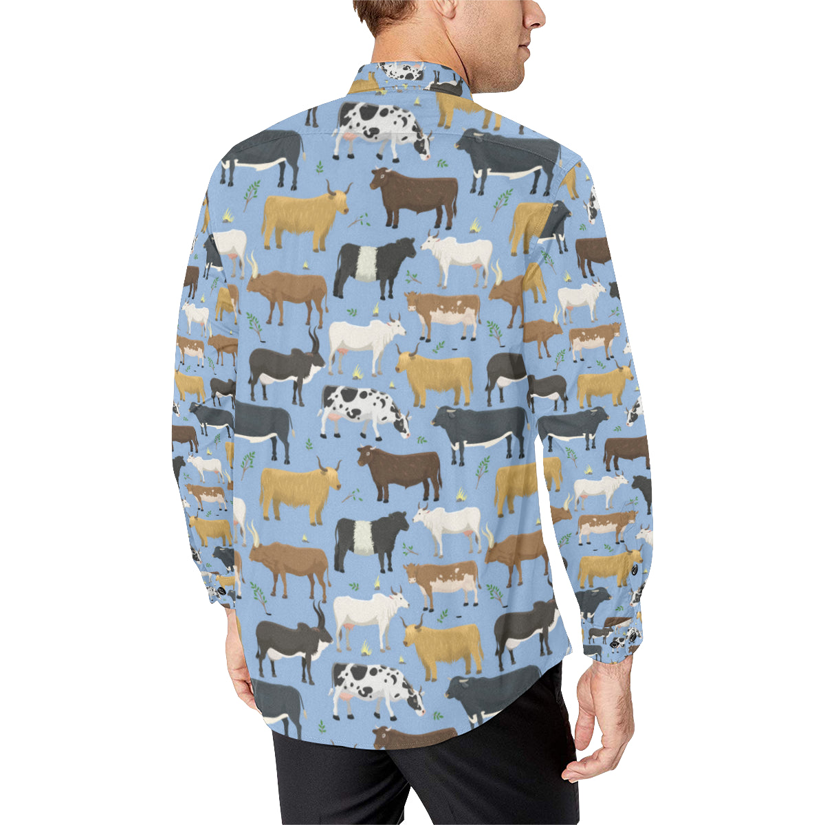 Cattle Pattern Print Design 02 Men's Long Sleeve Shirt