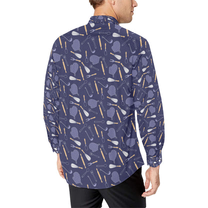 Cooking Kitchen Tools Pattern Print Design 04 Men's Long Sleeve Shirt