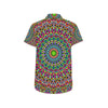 Bohemian Colorful Style Print Men's Short Sleeve Button Up Shirt