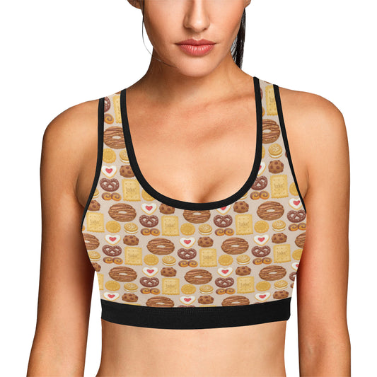 Cookie Pattern Print Design 02 Sports Bra