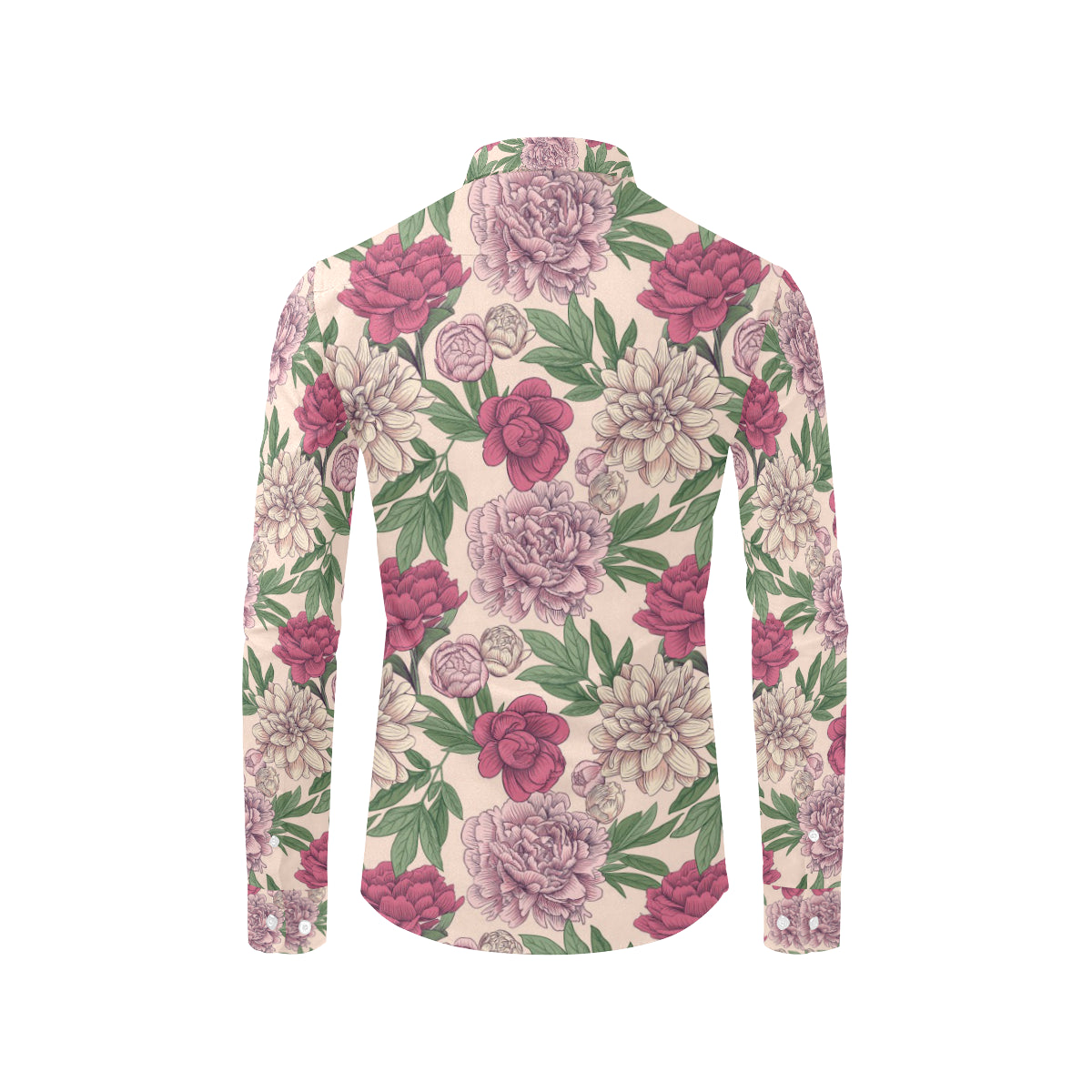 Peony Pattern Print Design A01 Men's Long Sleeve Shirt