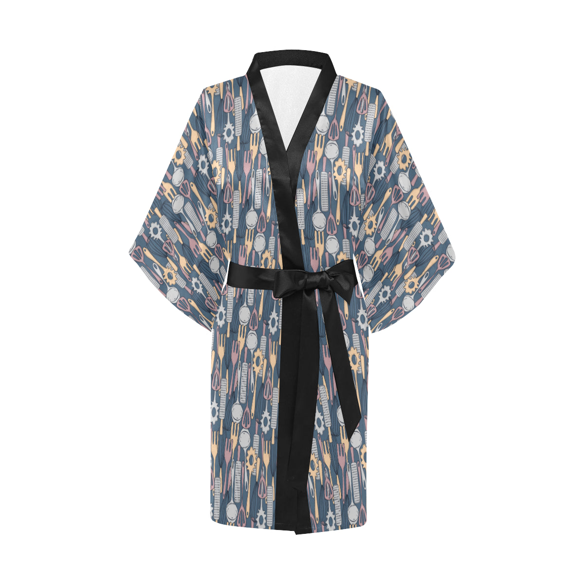 Cooking Kitchen Tools Pattern Print Design 05 Women's Short Kimono