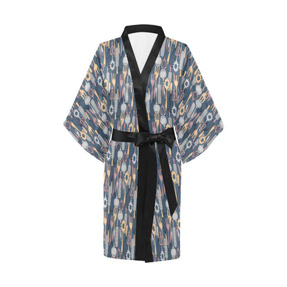 Cooking Kitchen Tools Pattern Print Design 05 Women's Short Kimono