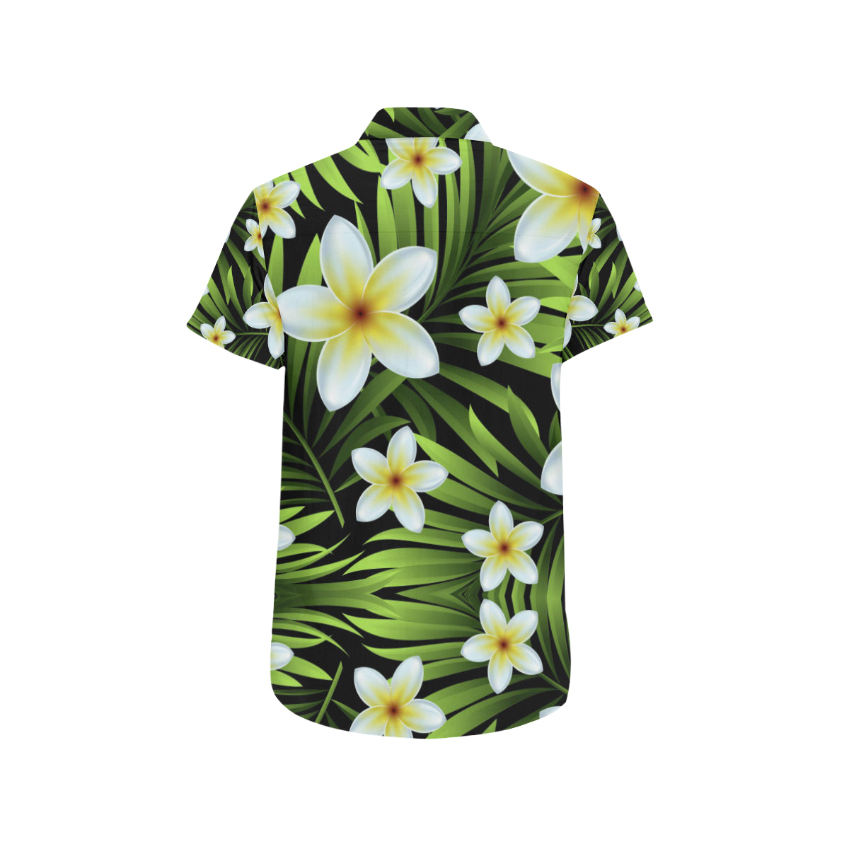 White Plumeria Pattern Print Design PM06 Men's Short Sleeve Button Up Shirt