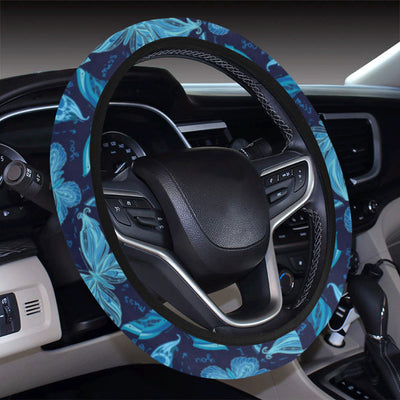 Butterfly Pattern Print Design 03 Steering Wheel Cover with Elastic Edge