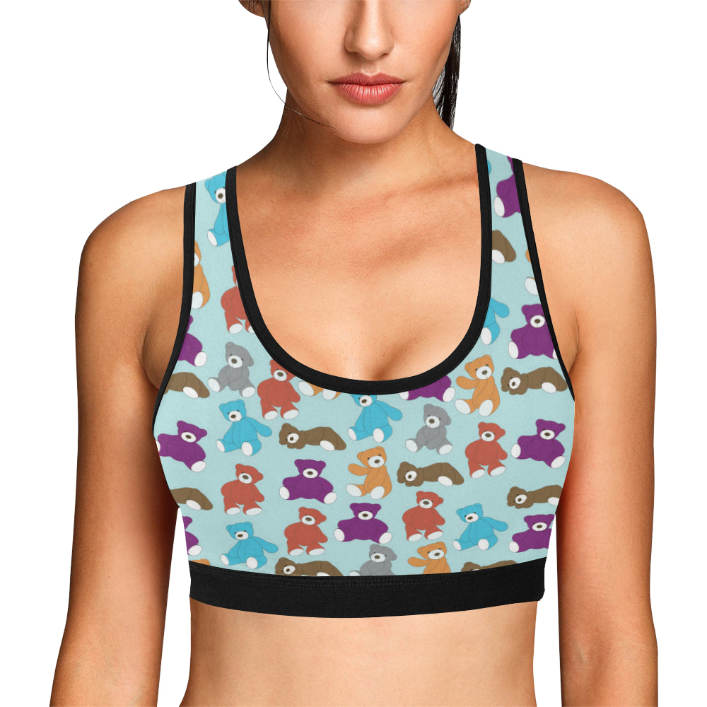 Bear Cute Pattern Print Design 03 Sports Bra