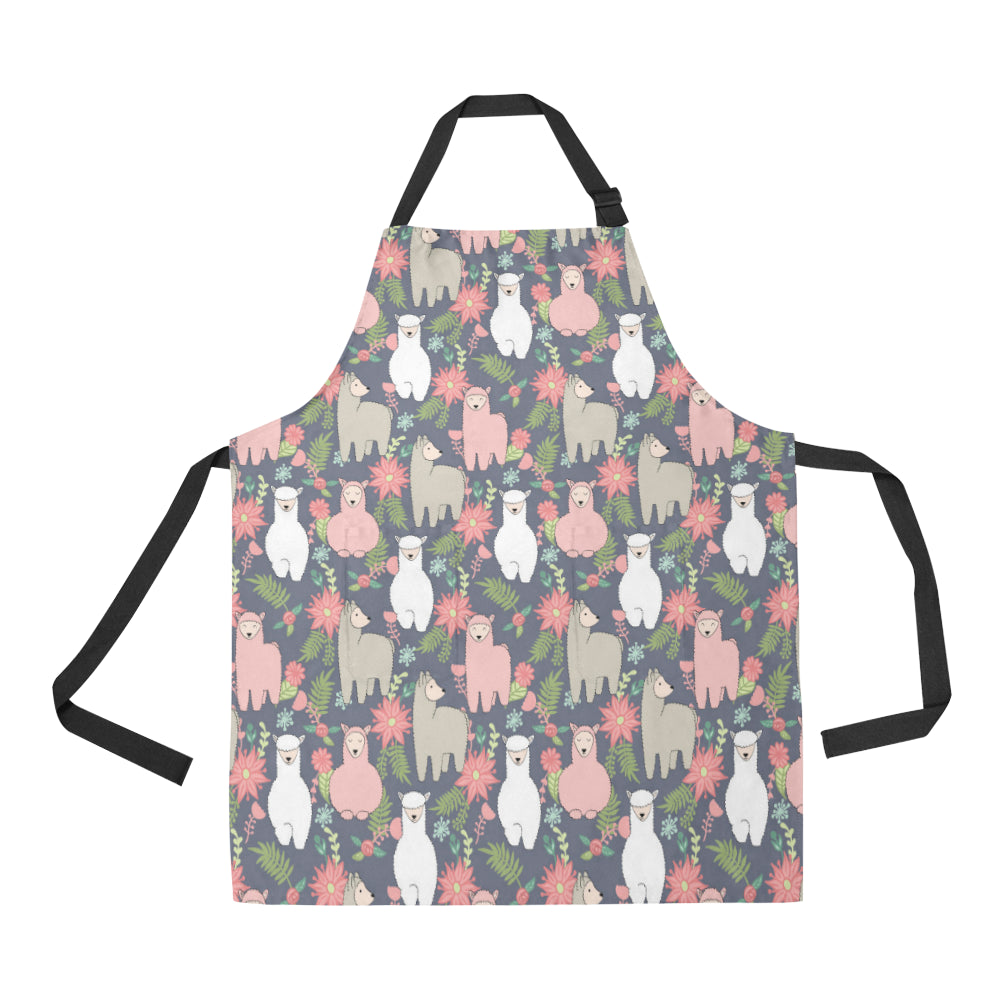 Alpaca Pattern Print Design 03 Apron with Pocket