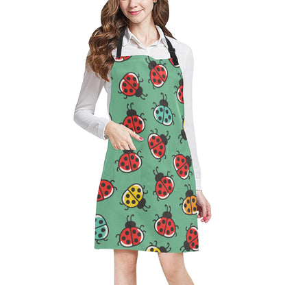 Ladybug Pattern Print Design 02 Apron with Pocket