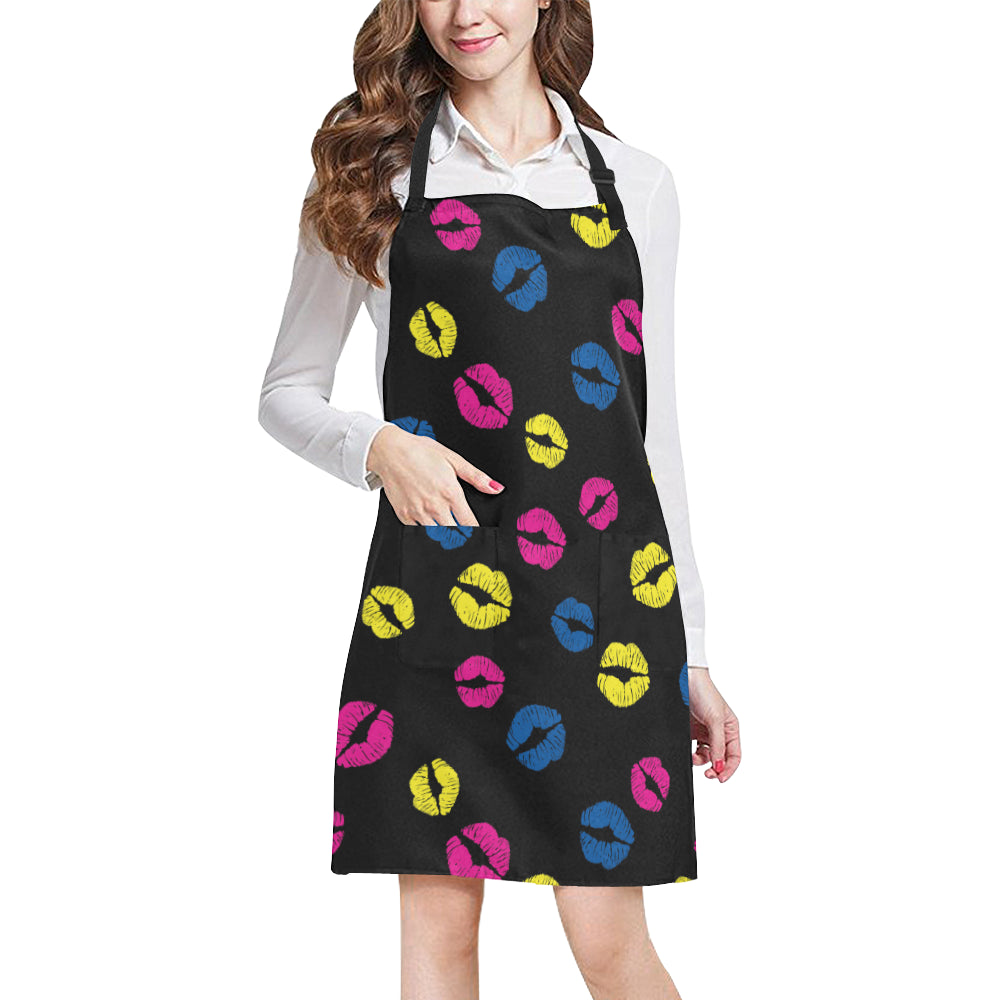 Lip Neon Color Pattern Print Design 01 Apron with Pocket