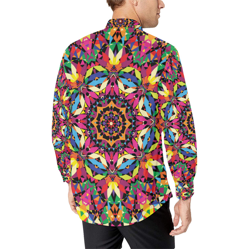 Kaleidoscope Pattern Print Design 02 Men's Long Sleeve Shirt