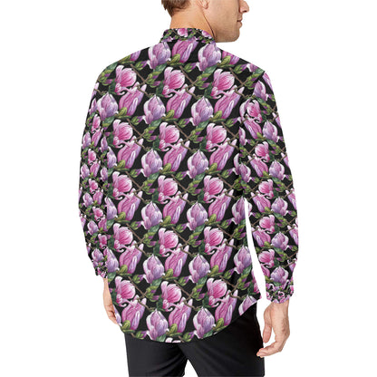 Magnolia Pattern Print Design MAG011 Men's Long Sleeve Shirt