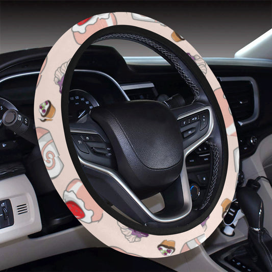 Cake Pattern Print Design 01 Steering Wheel Cover with Elastic Edge