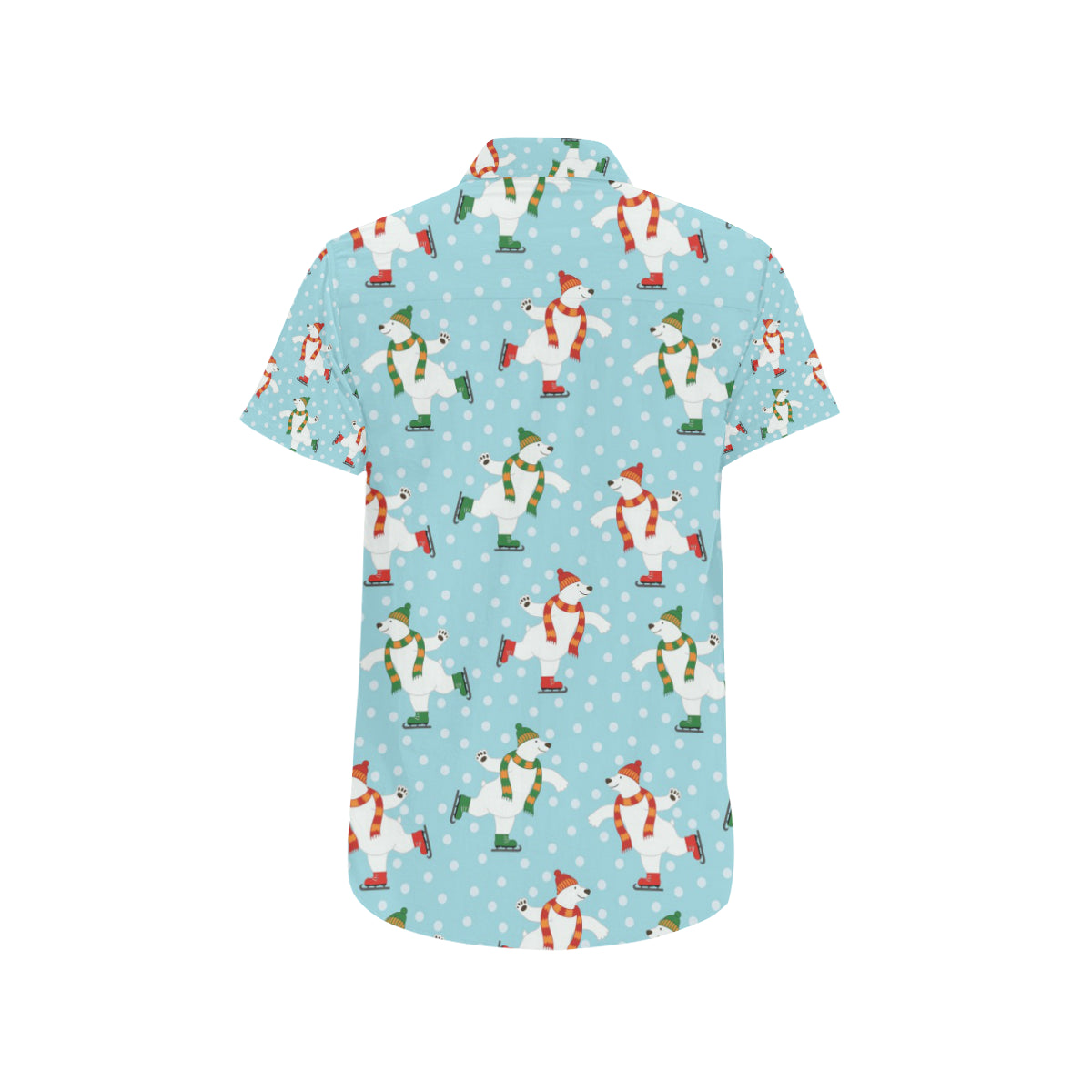 Polar Bear Pattern Print Design PB07 Men's Short Sleeve Button Up Shirt