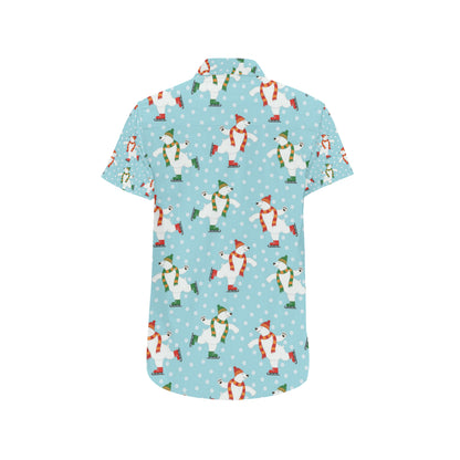 Polar Bear Pattern Print Design PB07 Men's Short Sleeve Button Up Shirt
