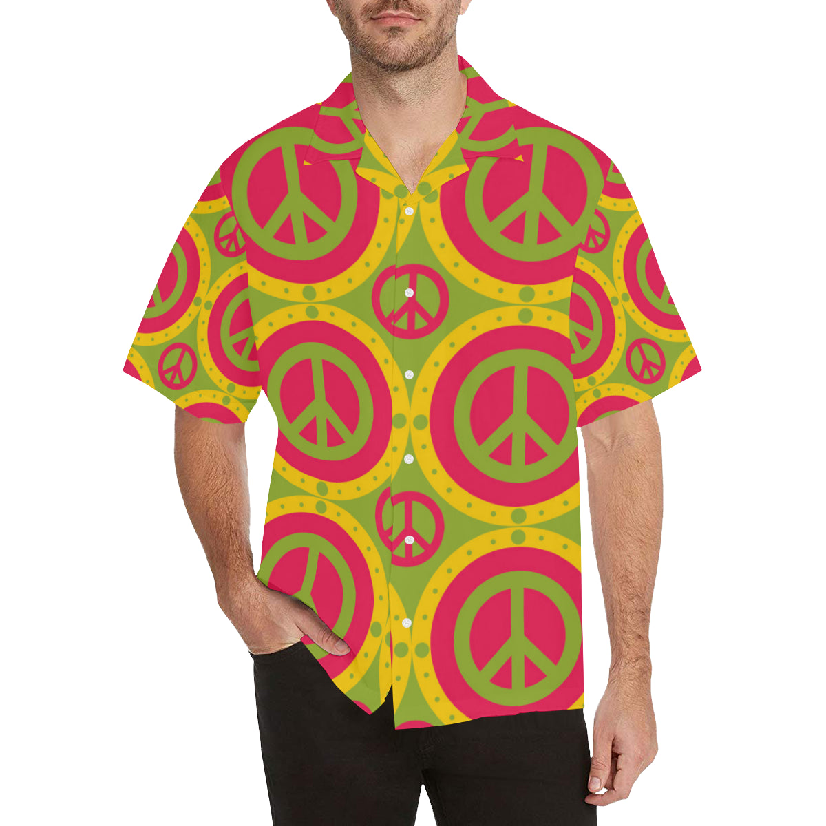 Peace Sign Pattern Print Design A01 Men's Hawaiian Shirt