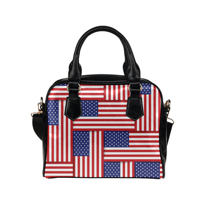Patriotic US Flag Pattern Print Design A01 Shoulder Handbag