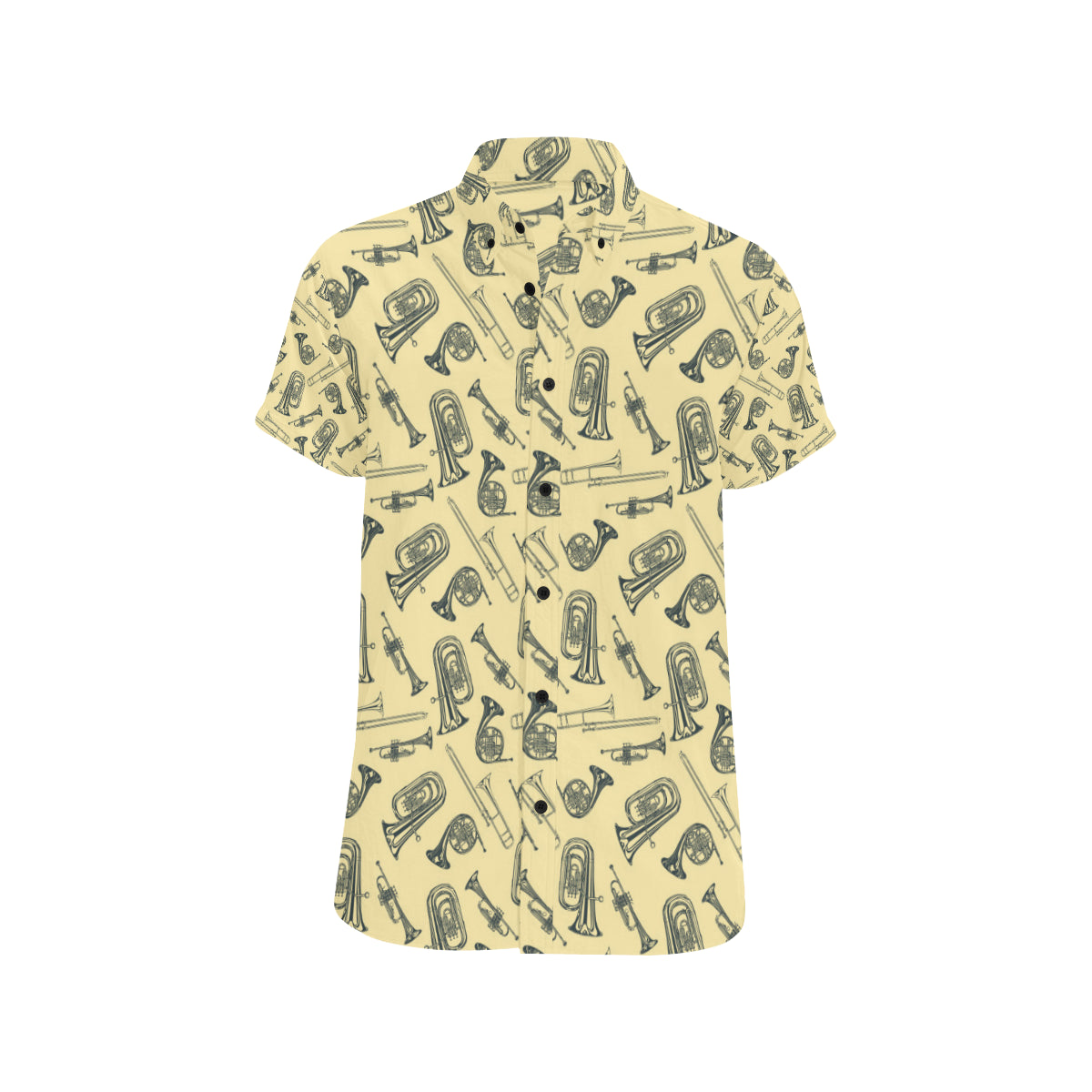 Tuba Pattern Print Design 01 Men's Short Sleeve Button Up Shirt