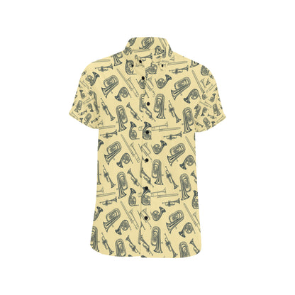 Tuba Pattern Print Design 01 Men's Short Sleeve Button Up Shirt
