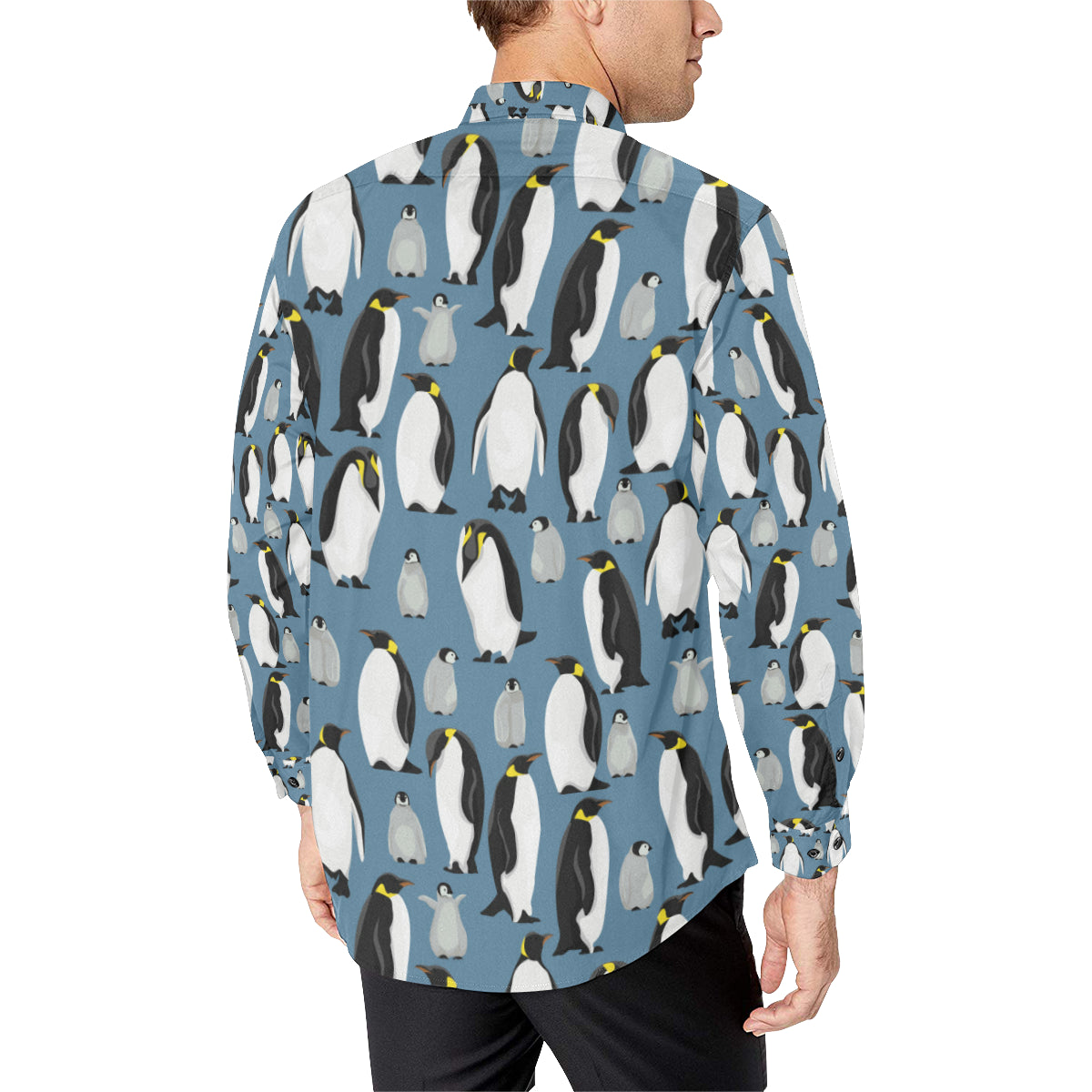 Penguin Pattern Print Design A03 Men's Long Sleeve Shirt