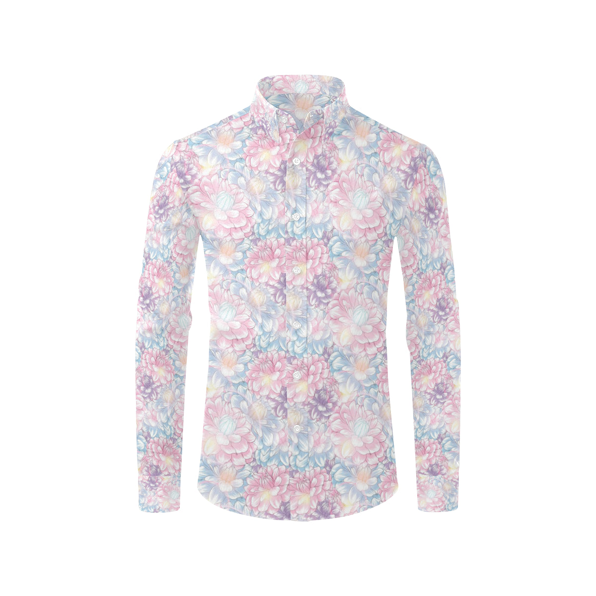 Dahlia Pattern Print Design 01 Men's Long Sleeve Shirt