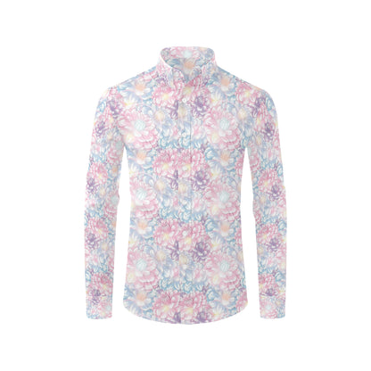 Dahlia Pattern Print Design 01 Men's Long Sleeve Shirt