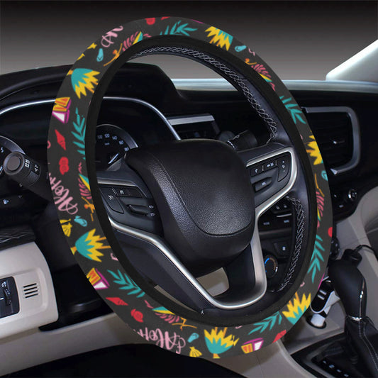 Aloha Hawaii Summer Design Themed Print Steering Wheel Cover with Elastic Edge