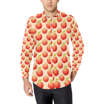 Peach Pattern Print Design A03 Men's Long Sleeve Shirt