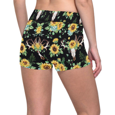 Sunflower Pattern Print Design SF08 Yoga Shorts