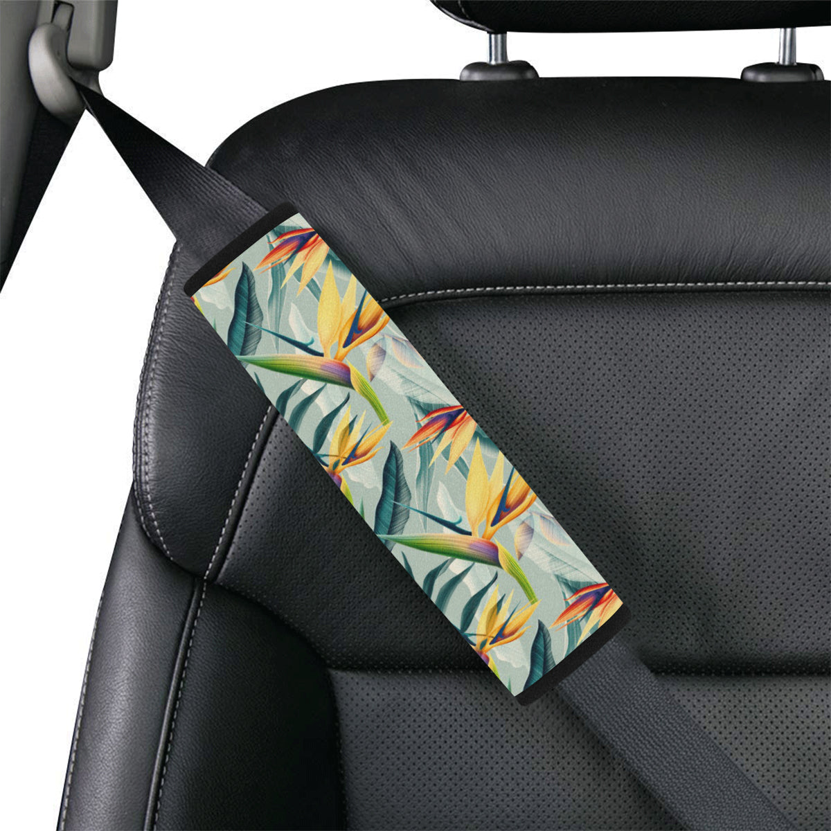 Tropical Flower Pattern Print Design TF022 Car Seat Belt Cover