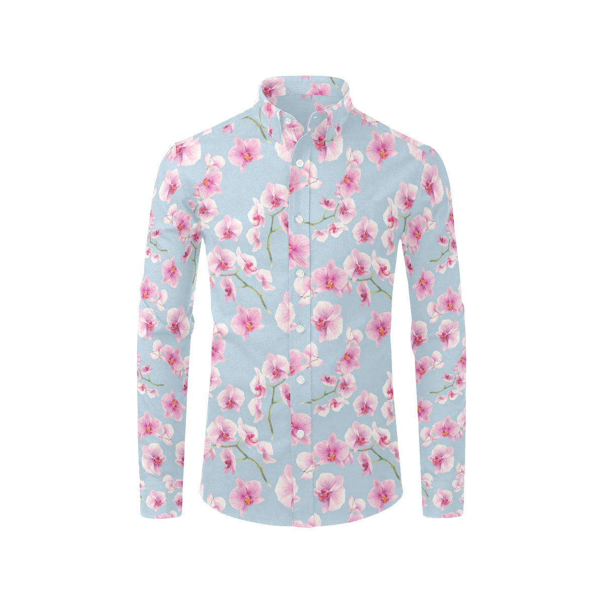 Orchid Pink Pattern Print Design OR01 Men's Long Sleeve Shirt