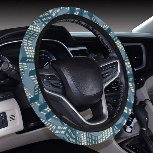 City  Pattern Print Design 01 Steering Wheel Cover with Elastic Edge