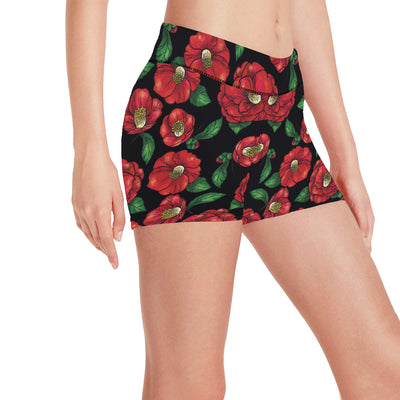 Camellia Pattern Print Design CM07 Yoga Shorts