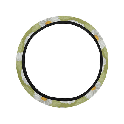 Daisy Pattern Print Design DS06 Steering Wheel Cover with Elastic Edge