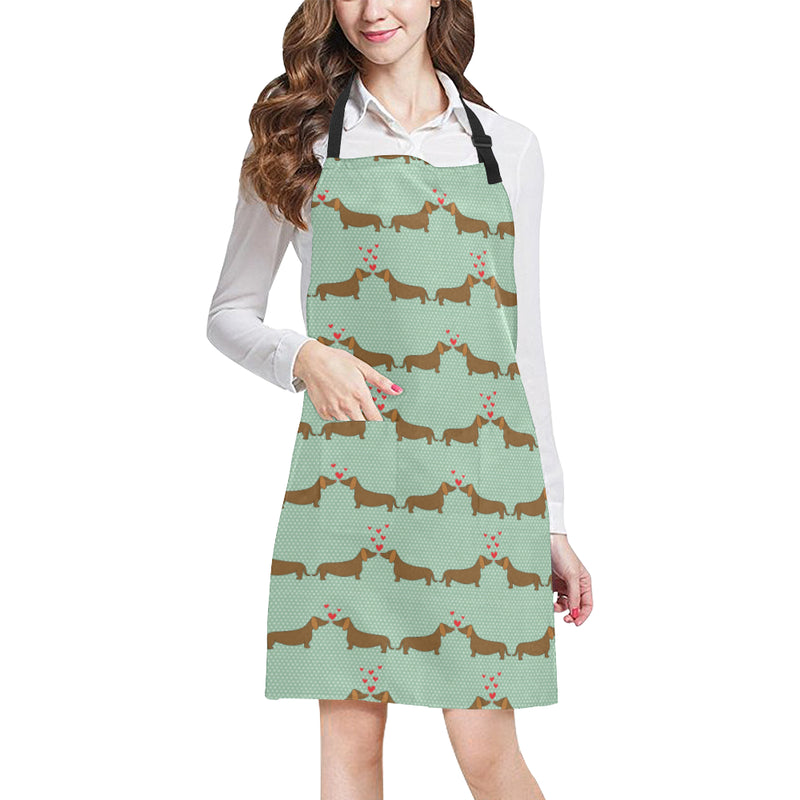 Dachshund Pattern Print Design 02 Apron with Pocket