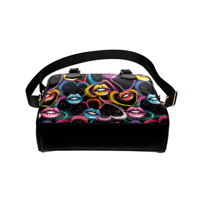 Pop Art Lip Pattern Print Design A03 Shoulder Handbag