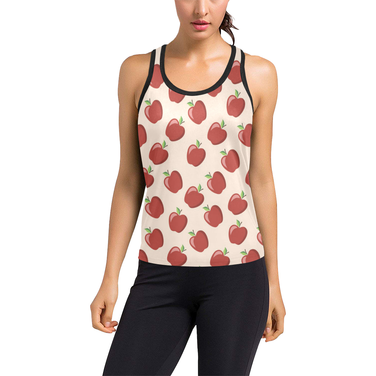 Apple Pattern Print Design AP01 Women's Racerback Tank Top