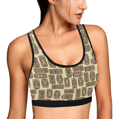 Tiki Brown Mask Print Sports Bra