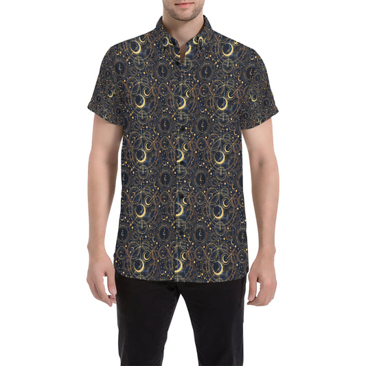 Celestial Pattern Print Design 04 Men's Short Sleeve Button Up Shirt