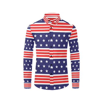Patriotic Pattern Print Design A04 Men's Long Sleeve Shirt