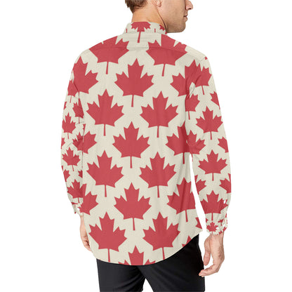 Maple Leaf Pattern Print Design 03 Men's Long Sleeve Shirt