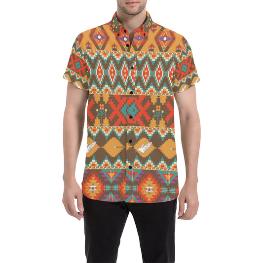 Native Pattern Print Design A01 Men's Short Sleeve Button Up Shirt