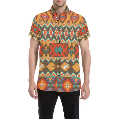 Native Pattern Print Design A01 Men's Short Sleeve Button Up Shirt