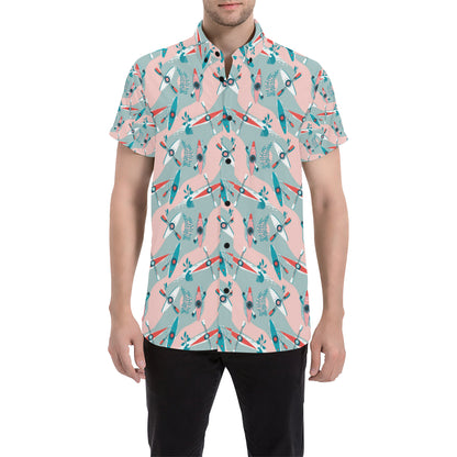 Kayak Pattern Print Design 05 Men's Short Sleeve Button Up Shirt