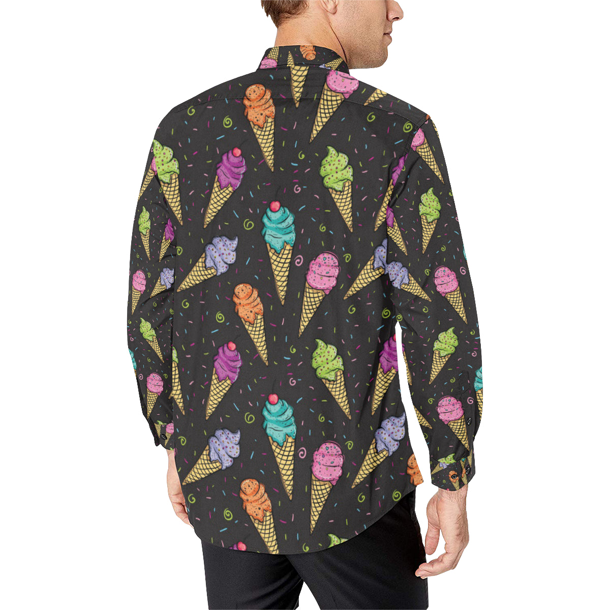 Ice Cream Pattern Print Design IC06 Men's Long Sleeve Shirt